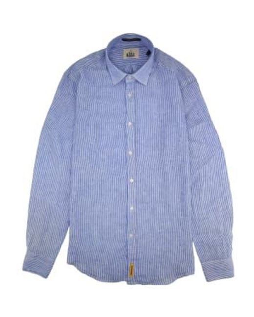 B.D. Baggies Blue Bradford Linen Stripes Man Wim/ Shirt S for men