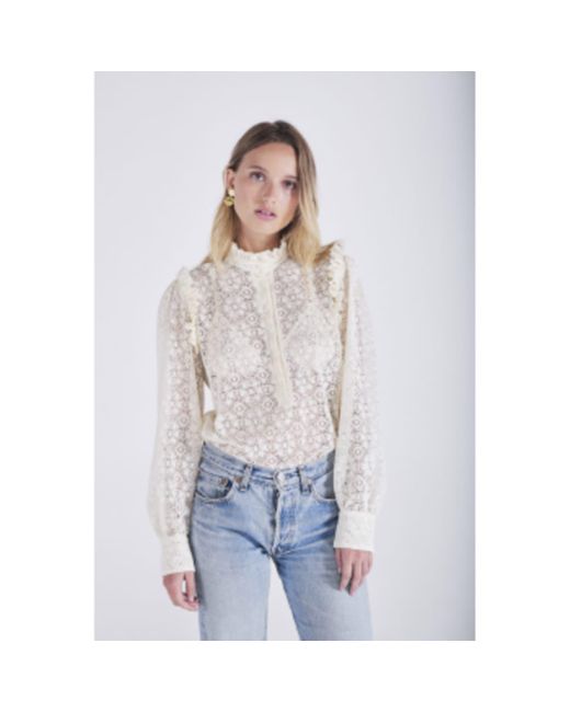 Flolove Cream Pablo Lace Blouse in White | Lyst