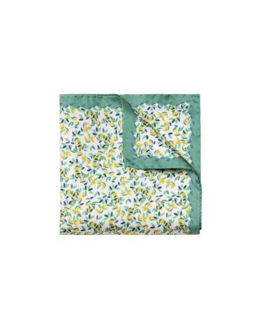 Eton of Sweden Green Silk Pocket Square With Lemon Print for men