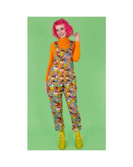Run and Fly Green X Katie Abey Weird & Wonderful Stretch Twill Dungarees Xs