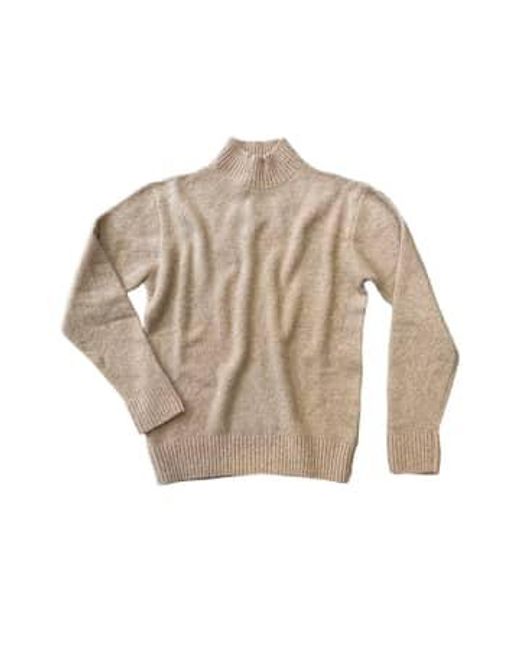 Circolo 1901 Natural Dark Boucle Fabric Wool Blend Turtle Neck Sweater for men