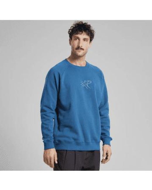 Dedicated Blue Sweatshirt Malmoe Wave Emb Midnight S for men