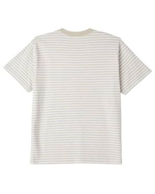Obey White Established Works Stripe T-shirt Clay Medium for men