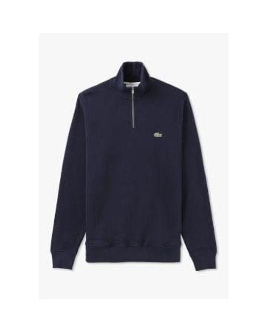 Mens Core Essentials Quarter Zip Sweatshirt In di Lacoste in Blue da Uomo