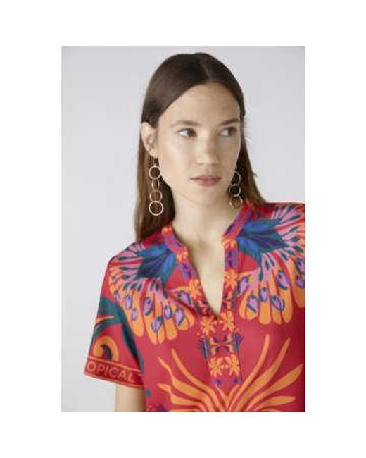 Tropical Print Tunic Dress di Ouí in Red