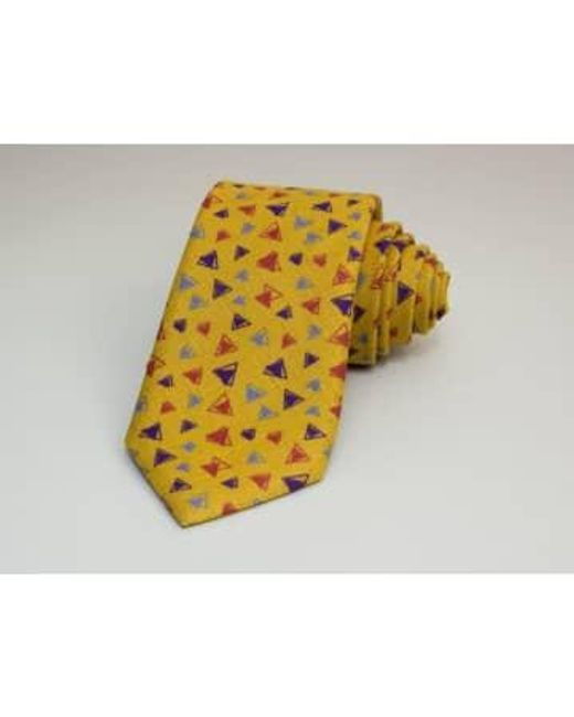 40 Colori Yellow Triangles Printed Linen Tie Jeans /orange/gold for men