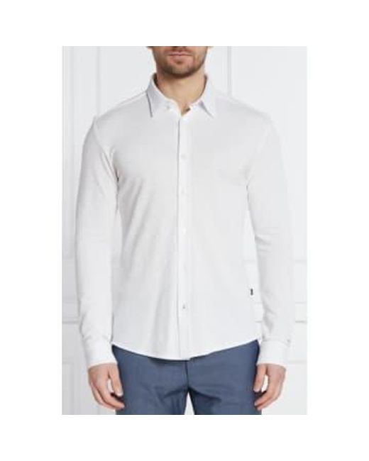 Boss White S-roan-kent Jersey Stretch Cotton Shirt 50513759 100 S for men