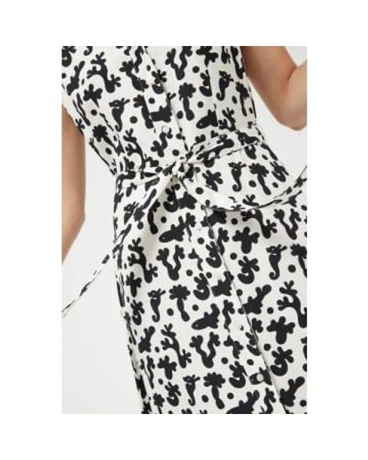 Compañía Fantástica White Coral Print Long Shirt Dress Xs