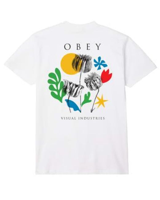 T-shirt ciseaux papiers fleurs Obey pour homme en coloris White