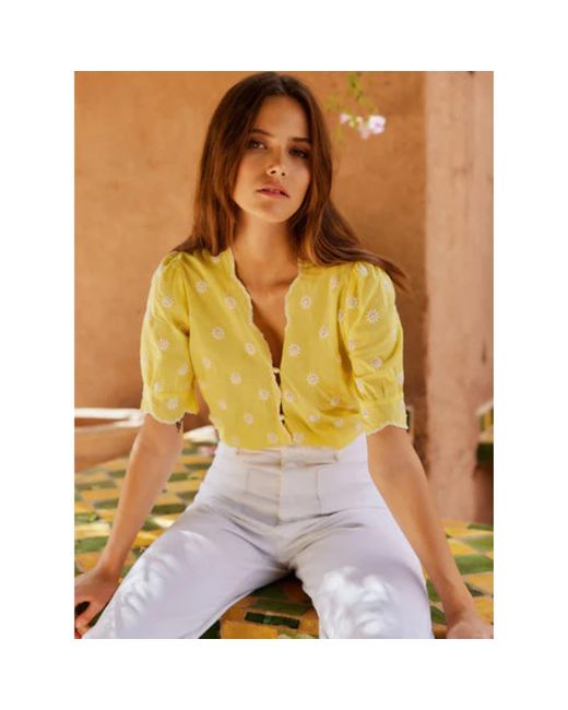 Petite Mendigote Yellow Sophie Embroidered Top- Sunflower