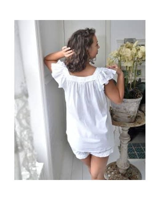 Powell Craft White Ladies Cotton Short Pyjama Set 'margo'