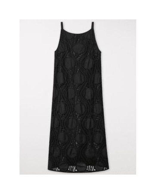 Luisa Cerano Black Slip Dress With Crochet Details 798490 3619 Col 001
