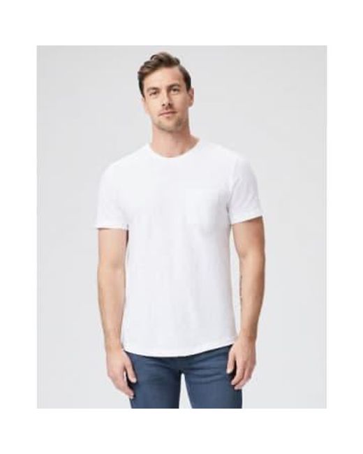 PAIGE White Kenneth Crew Slub Cotton T-shirt for men