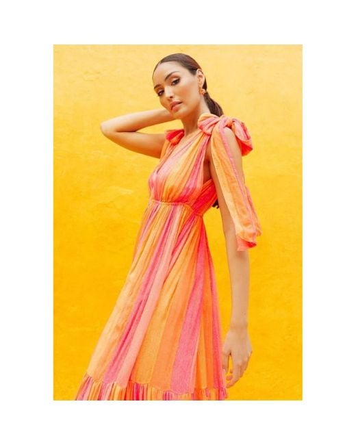 Sundress Yellow Marbella Mix Neon Fanya Long Dress