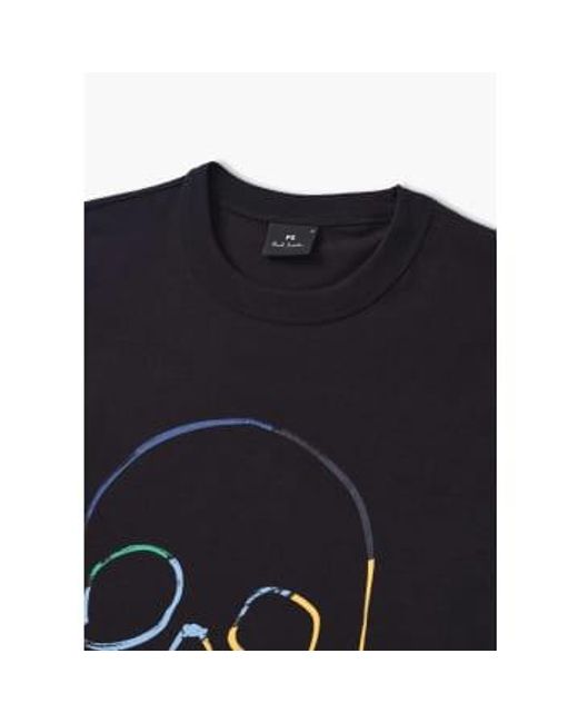 Camiseta con estampado calavera lineal hombre en negro Paul Smith de hombre de color Black