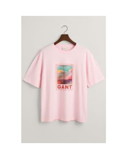 Gant Pink Washed Graphic T-shirt for men