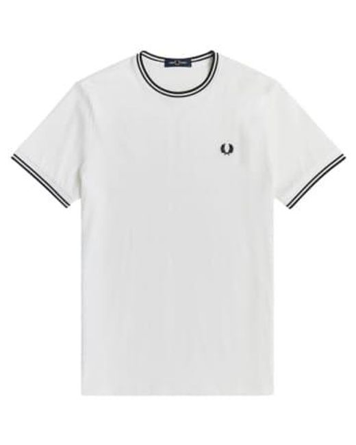 Twin Tipped T Shirt 4 di Fred Perry in White da Uomo