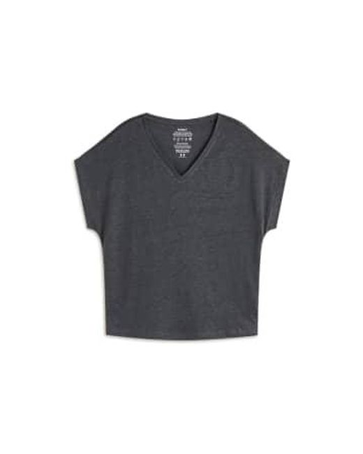 Ecoalf Gray Arenda V Neck Linen T Shirt Caviar Xs