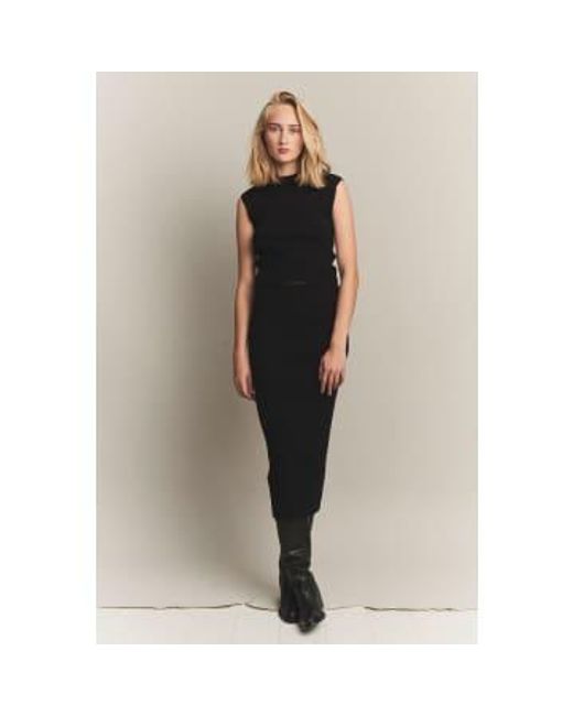 Designers Remix Black Taliana Rib Skirt Small