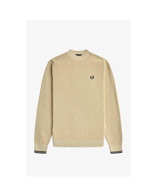 Fred Perry Natural K6507 Waffle Stitch Jumper for men