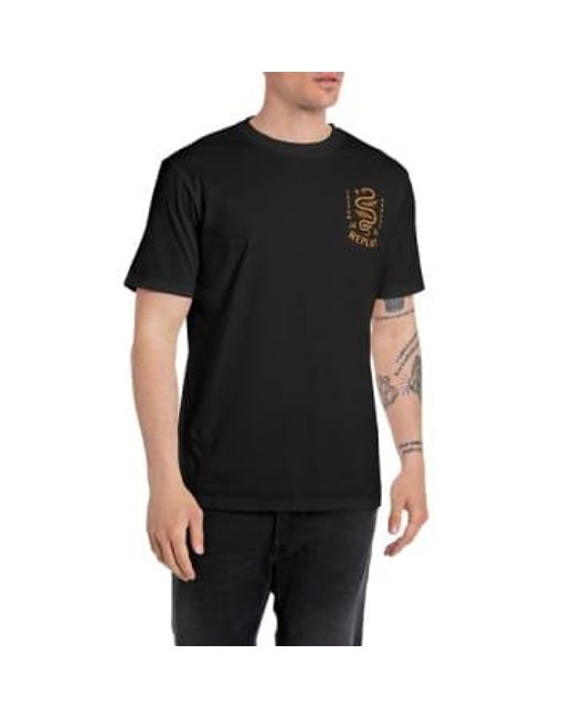 Replay Black Custom Garage Snake T-shirt Small for men