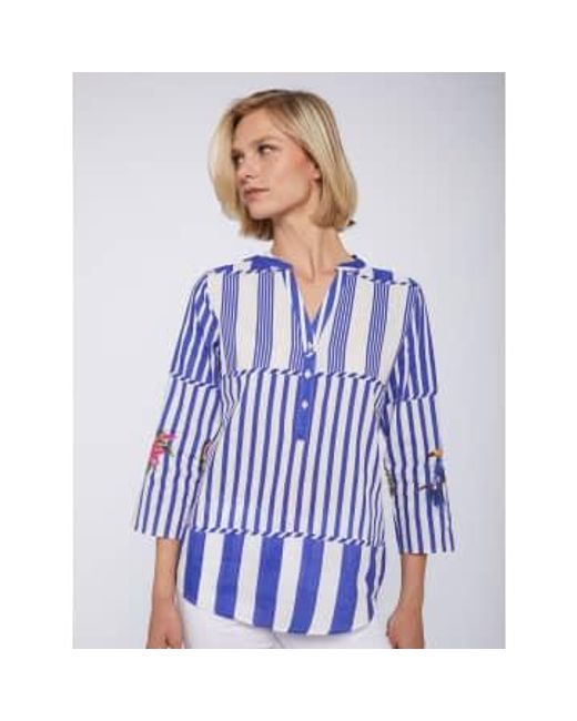 Vilagallo Blue Francina Shirt Tropical Link Stripes 10