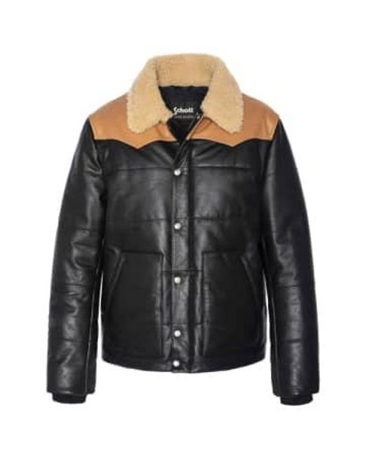 Schott Nyc Black Lcdayton Leather Rancher Jacket L for men