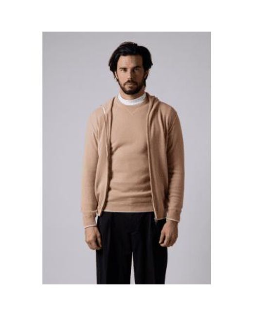 Daniele Fiesoli Natural Zip Up Wool Hoodie for men