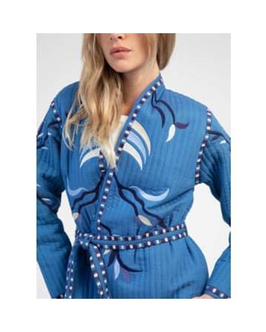 Sarah Embroidered Jacket In Indigio di An'ge in Blue