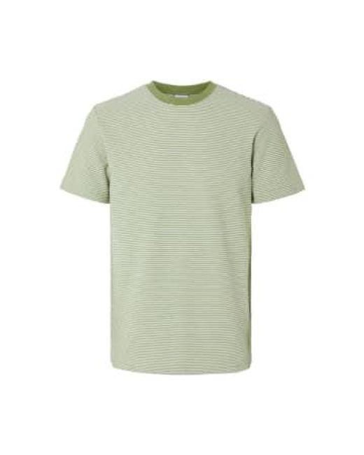 Slhsoren Epsom Stripe O Neck T Shirt di SELECTED in Green da Uomo