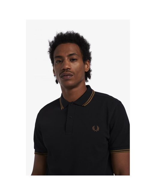 Fred Perry M3600 Twin Tipped Polo in Black for Men | Lyst