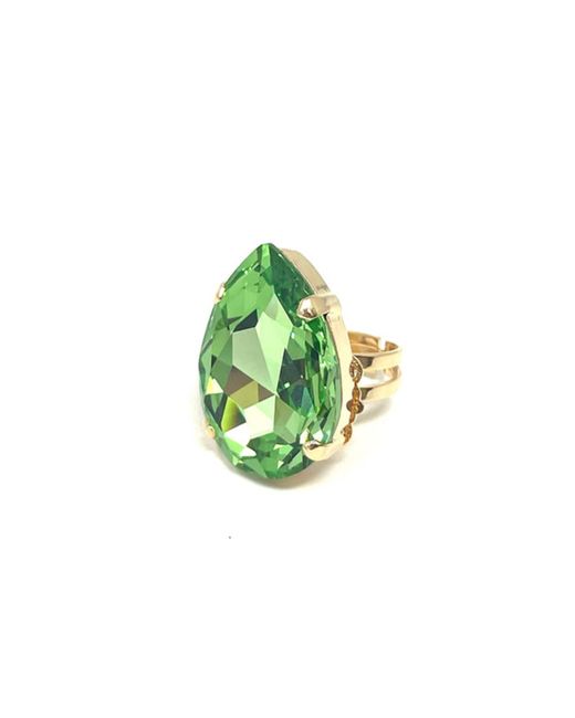 Krystal London Green Gold Pear Crystal Ring