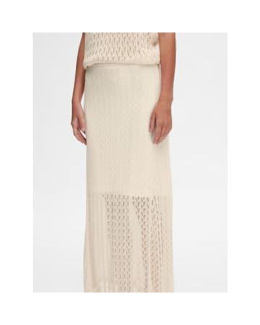 Agny Knitted Maxi Skirt Birch di SELECTED in Natural