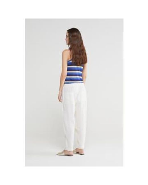 Ottod'Ame White Linen Tapered Trousers Vanilla 38