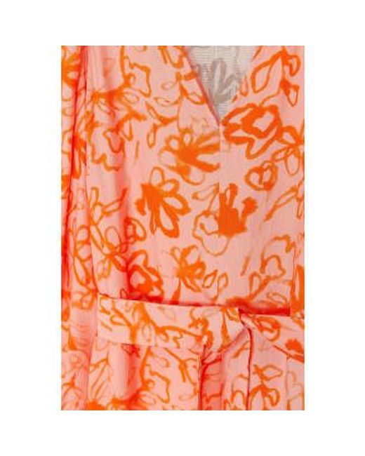 CKS Orange Bright And Pink Print Dorisa Midi Dress Small