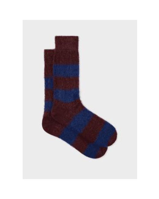 Paul Smith Blue Navy And Burgundy Mohair-blend Socks Onesize for men