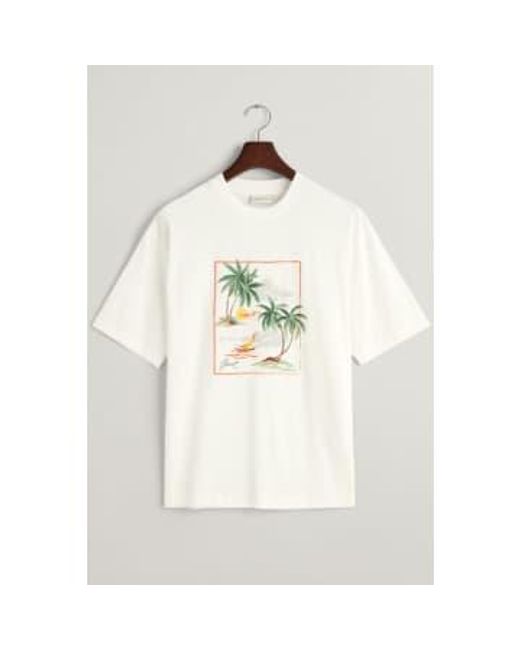 Gant Hawaiian gedrucktes t-shirt in eierschalen weiß 2013080 113 in White für Herren