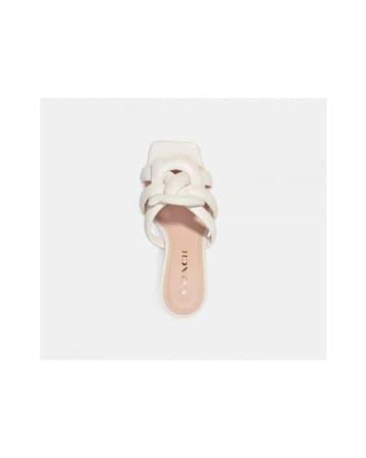 COACH White Kellie Sandal Size: 4.5, Col: Chalk