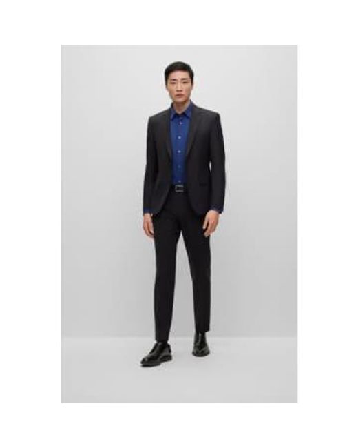 Dark Open Stretch Virgin Wool Slim Fit Suit di Boss in Blue da Uomo