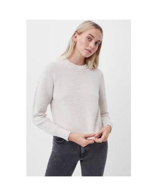 French Connection Gray Oatmeal Melange Lilly Mozart Crew Neck Jumper Xs Beige