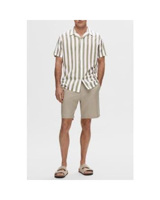 SELECTED White Vetiver Stripes Reg Air Shirt Multi / S for men