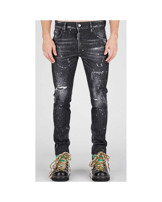 DSquared² Blue Skater Jeans With Rhinestone Details – 46, Black for men