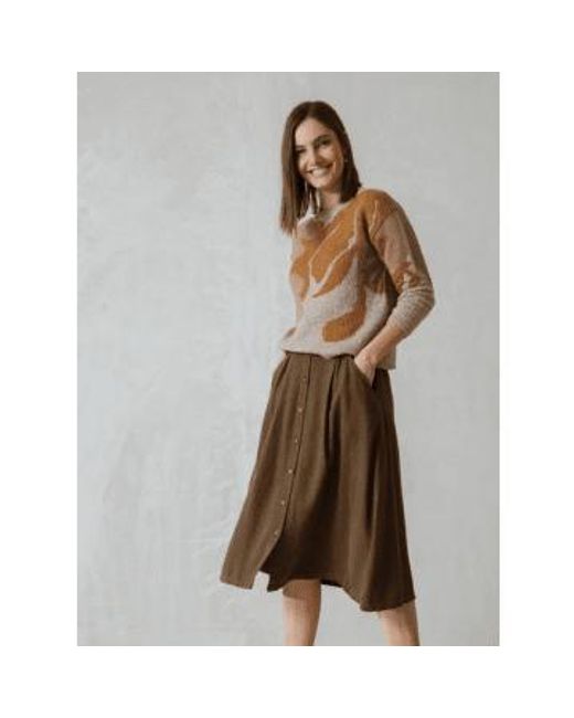 Indi And Cold Leaf Jacquard Jumper In From di Indi & Cold in Brown