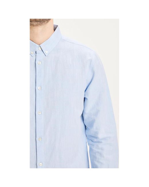 Knowledge Cotton Apparel 90803 Larch Ls Linen Custom Fit Shirt Skyway in  Blue for Men | Lyst