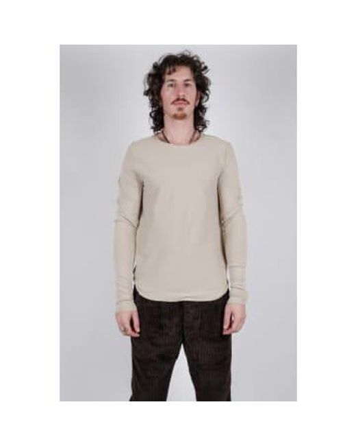 Hannes Roether Gray Raw Neck Cotton L/s T-shirt for men