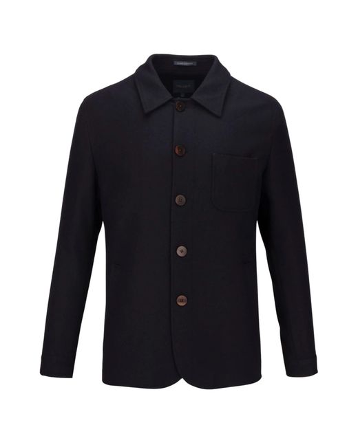 Guide London Blue Wool Overshirt Jacket for men