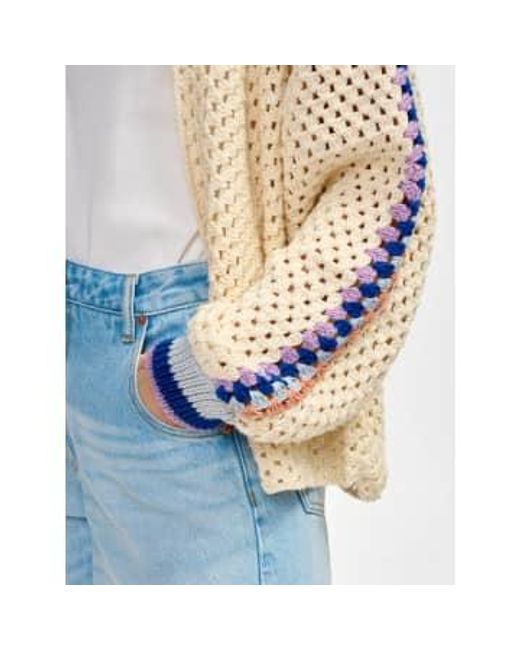 Mirgi Cotton Crochet Cardi di Bellerose in Blue