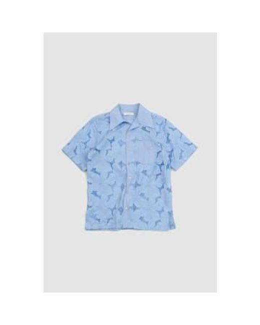Camisa bowling highlife de encaje floral celeste Wales Bonner de hombre de color Blue
