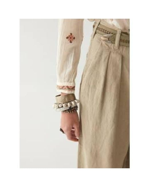 MAISON HOTEL Brown Rombo Embroidered Shirt Ivory S