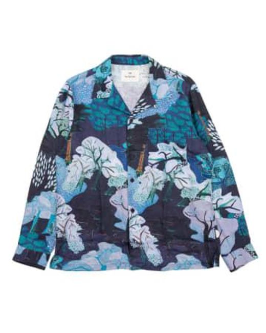 Folk Blue Ls Soft Collar Shirt Est Print Navy Th 3 for men